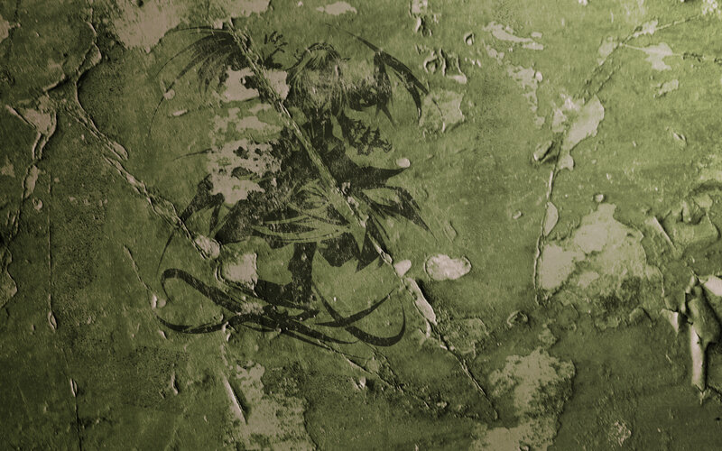 graffiti of a warrior on green wall
