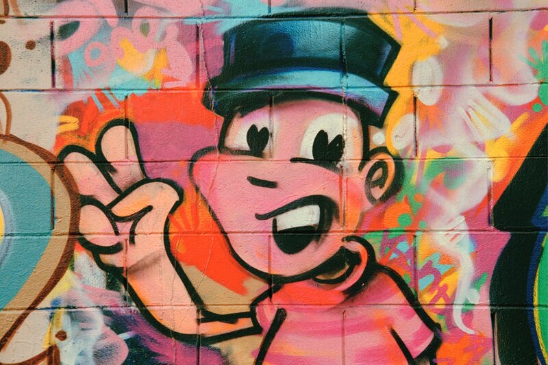 graffiti of cartoon character