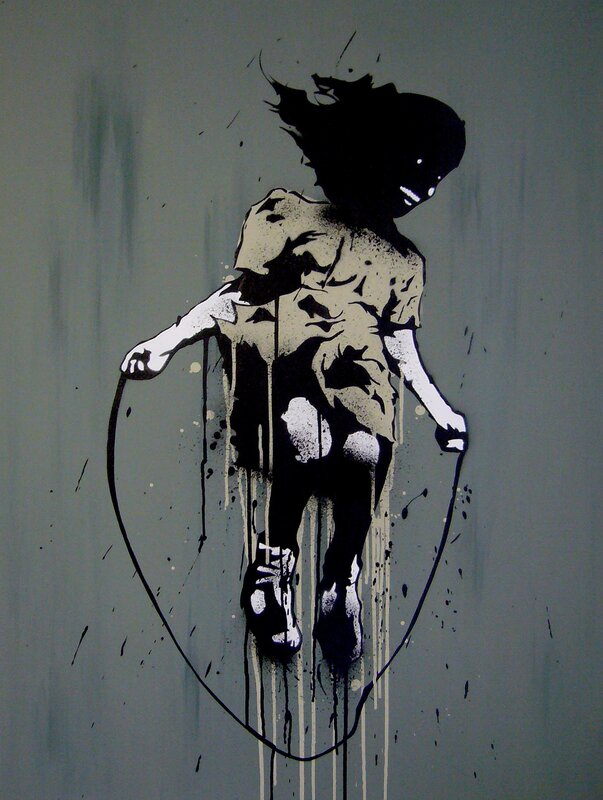 graffiti of child jumping rope
