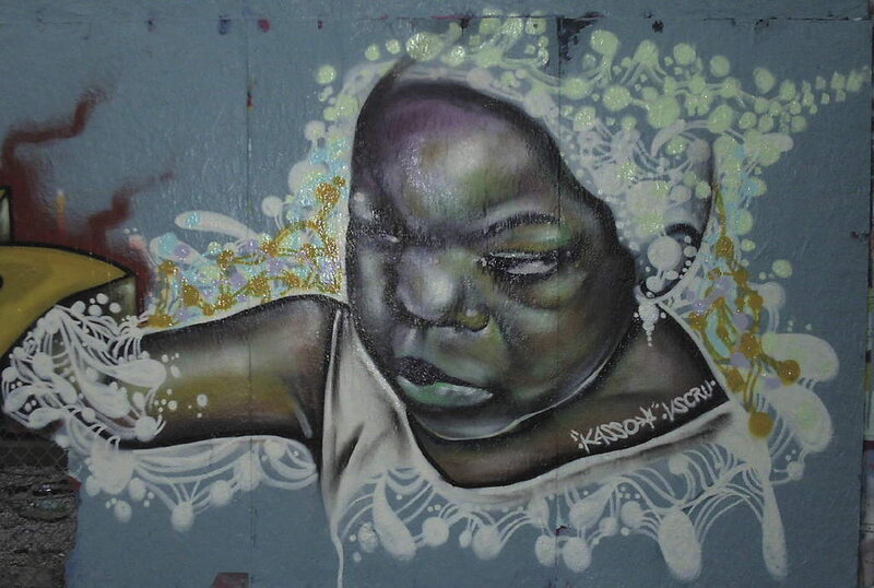 graffiti of child with floral crown