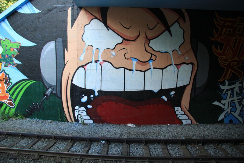 graffiti of crying face