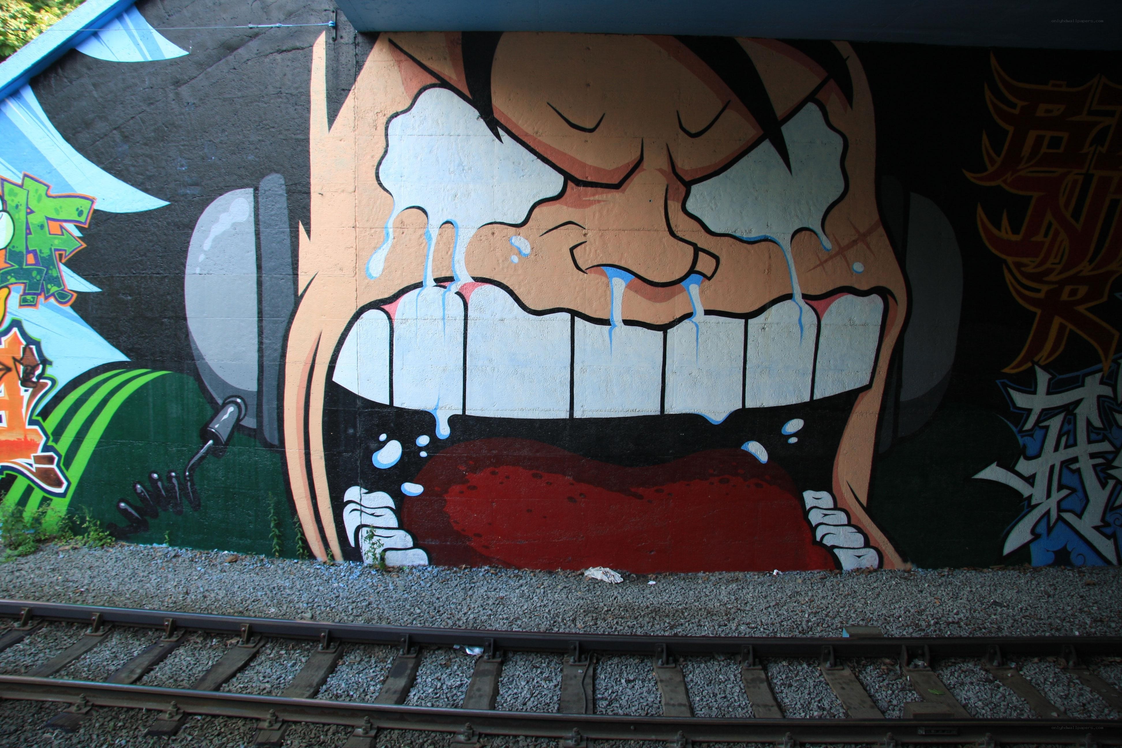 graffiti of crying face
