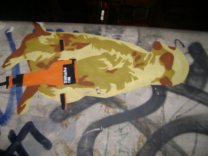 graffiti of dog with drill