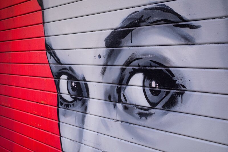 Graffiti of Eyes on Wall