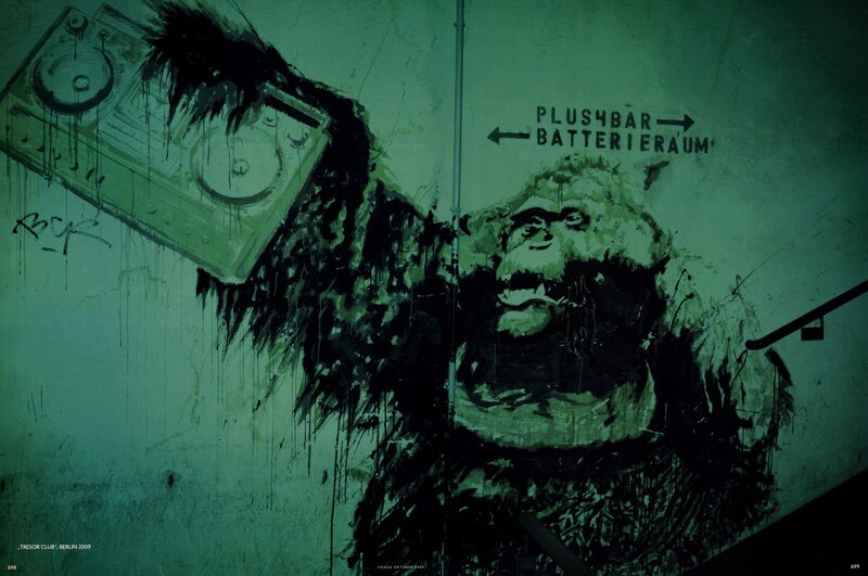 Graffiti of gorilla with boombox
