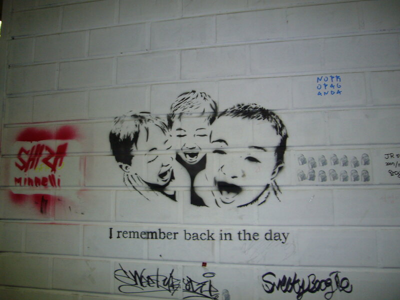 graffiti of laughing children