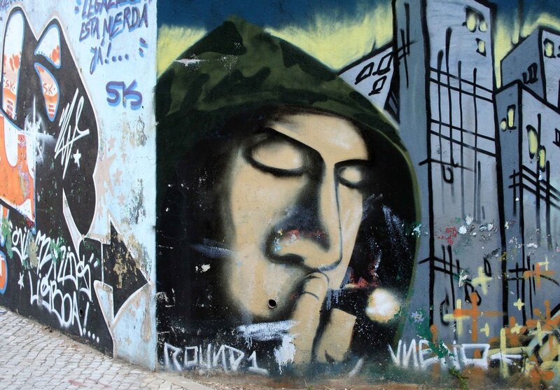 graffiti of man smoking