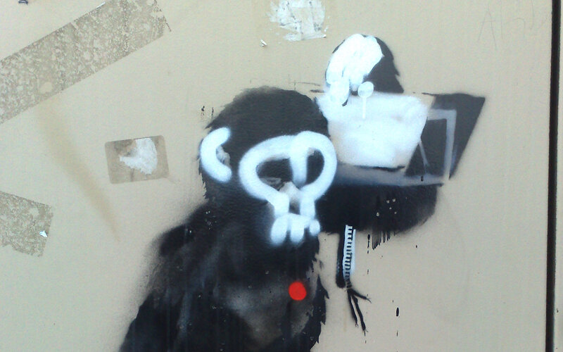 graffiti of monkey with skull