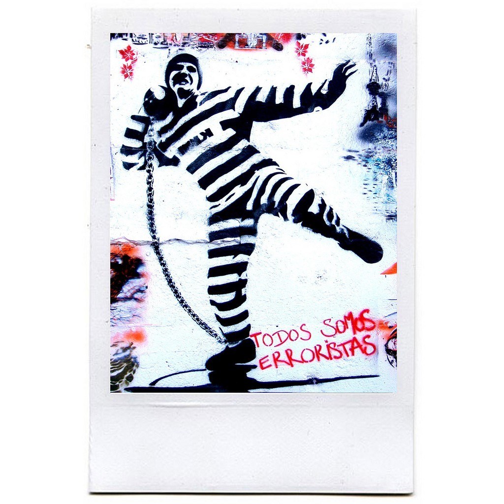 graffiti of prisoner with text