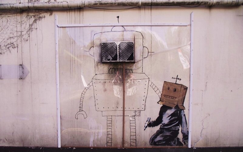 Graffiti of Robot and Child