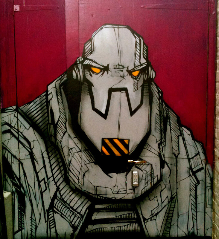 graffiti of robotic figure