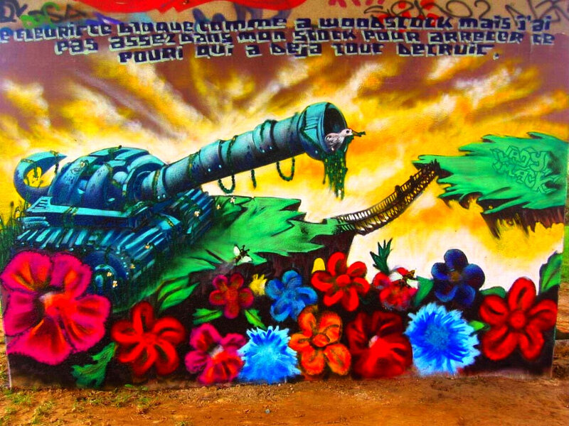 graffiti of tank with flowers