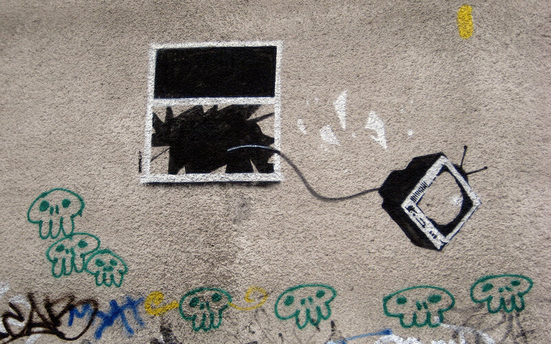 graffiti of TV and window