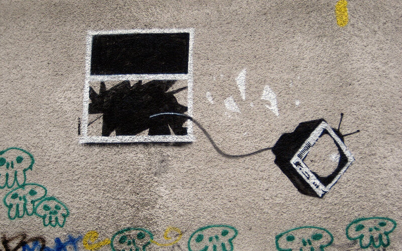 Graffiti of TV and window