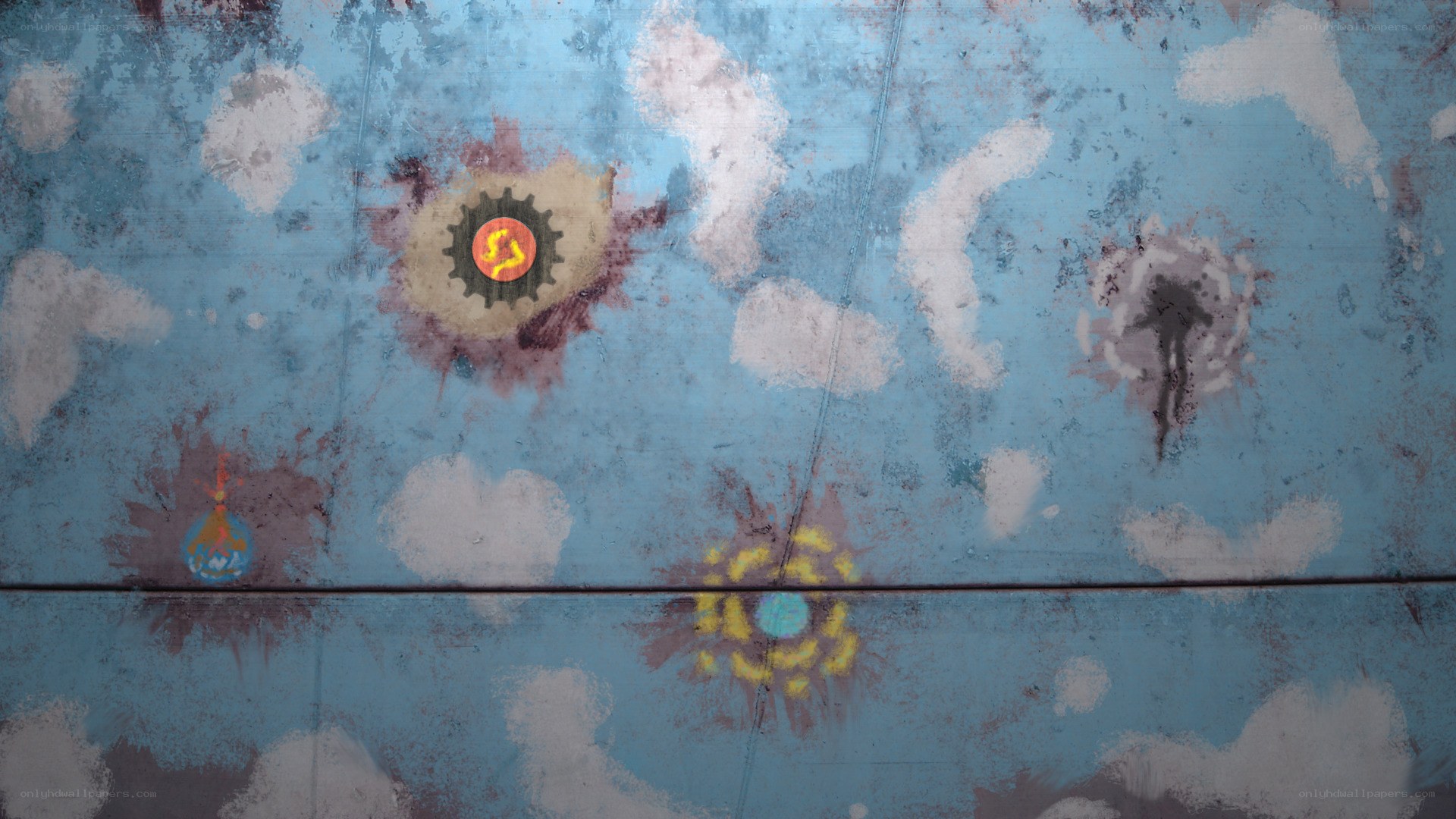 graffiti on a blue wall