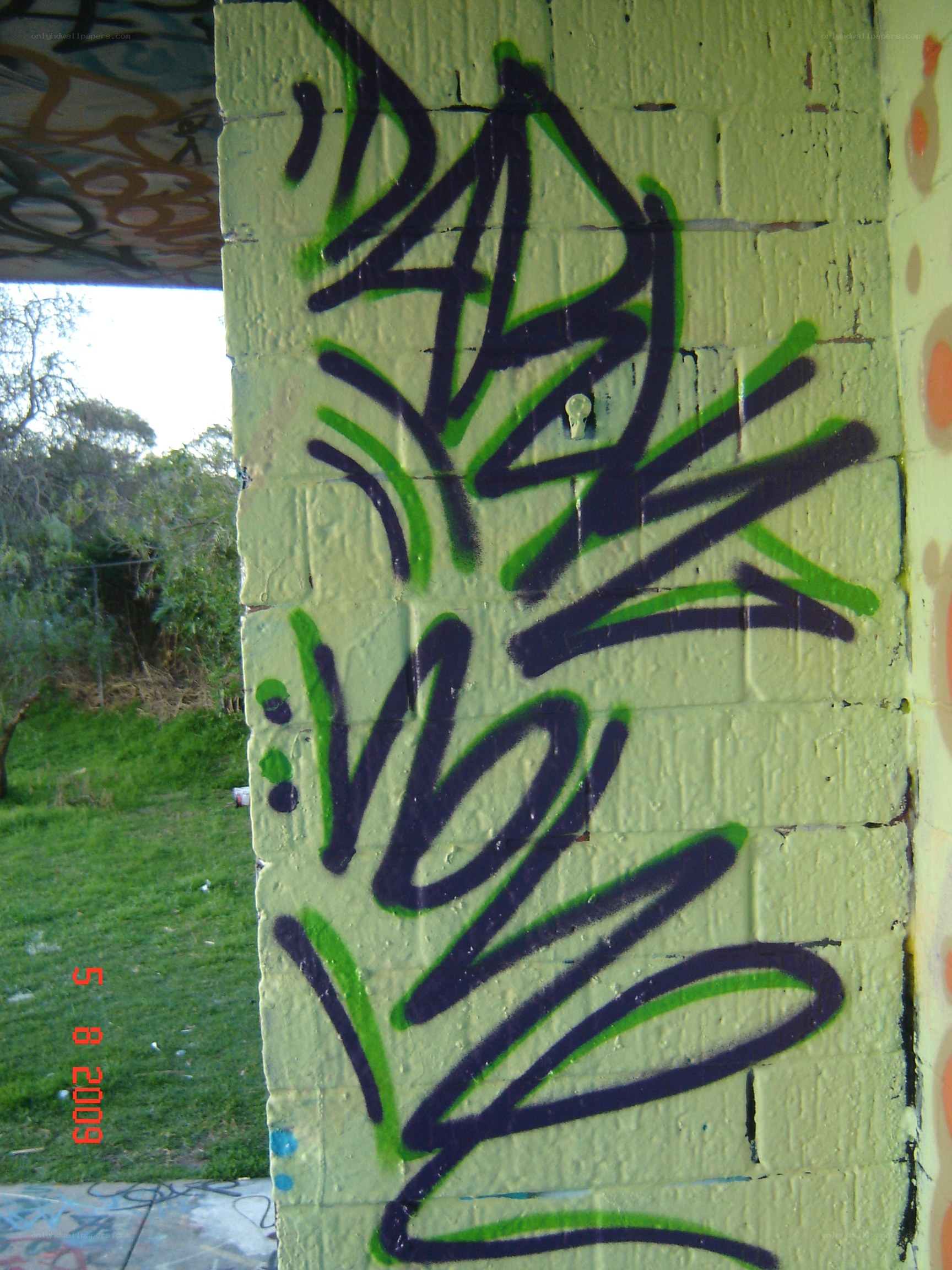 graffiti on a concrete pillar