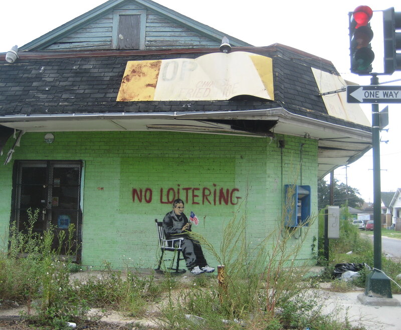 graffiti on a green building