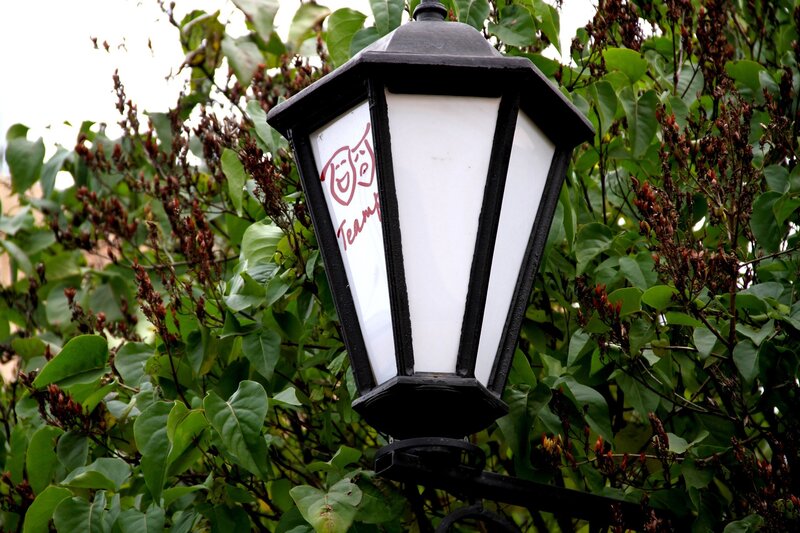 Graffiti on a lamp post