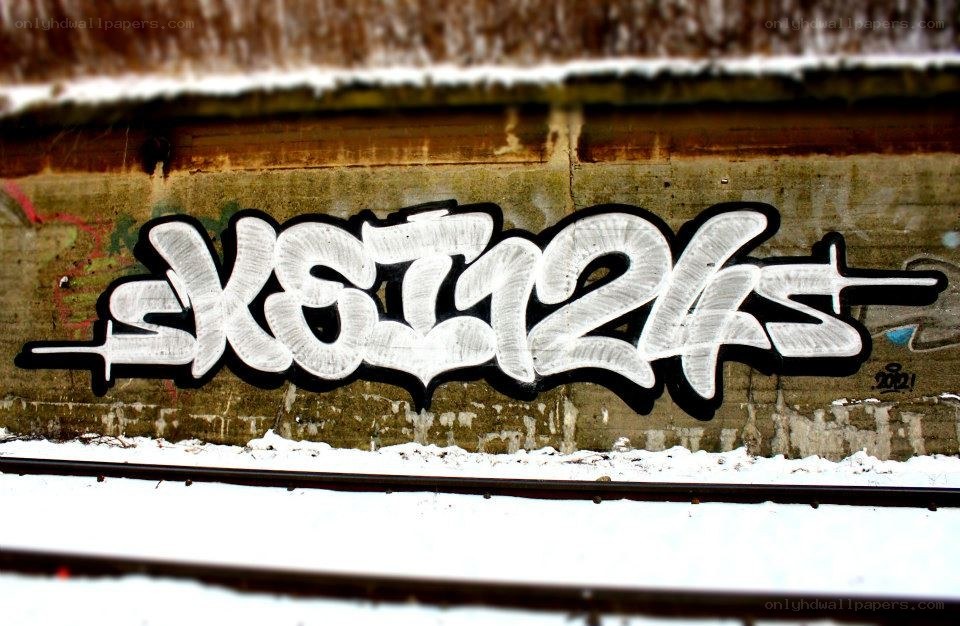 graffiti on a snowy wall