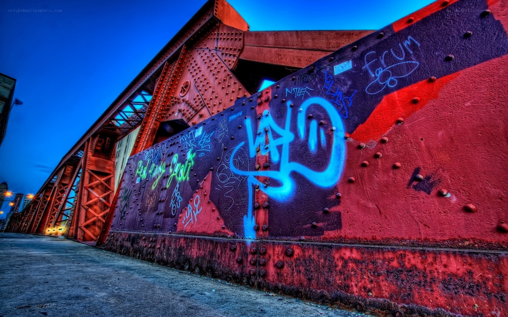 graffiti on a steel bridge