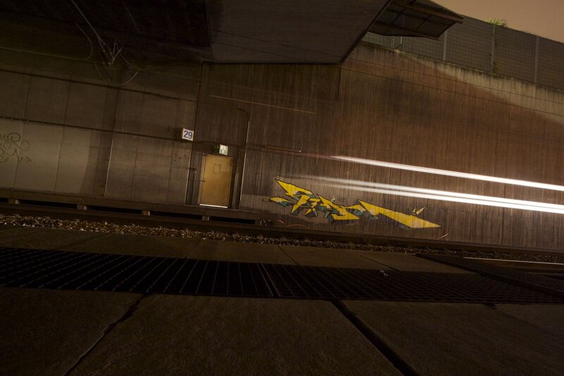 Graffiti on a train station wall