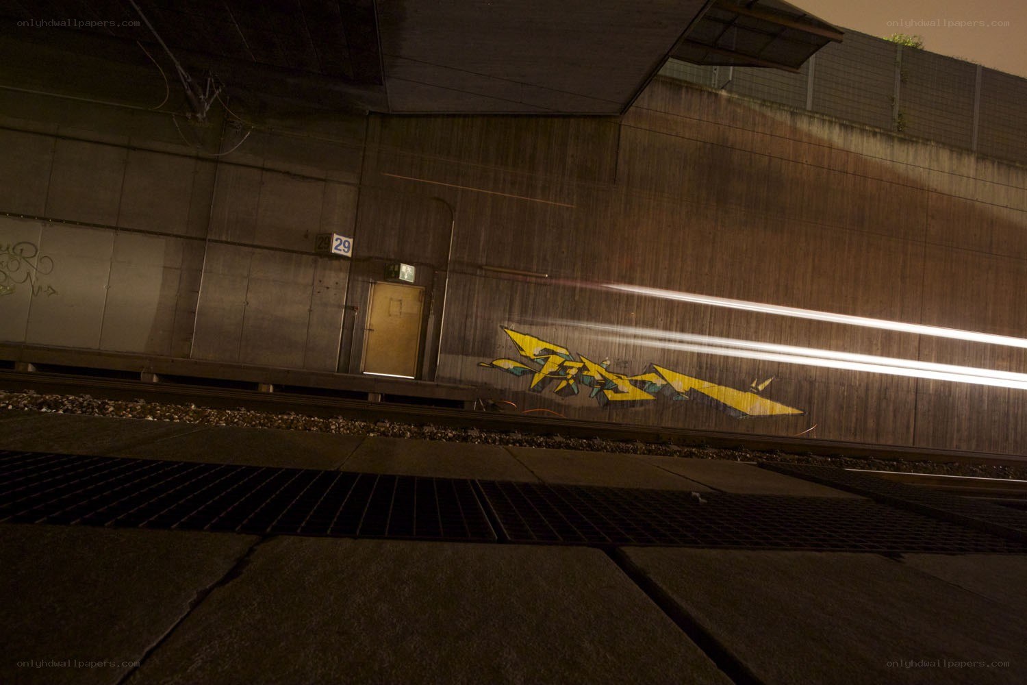 Graffiti on a train station wall