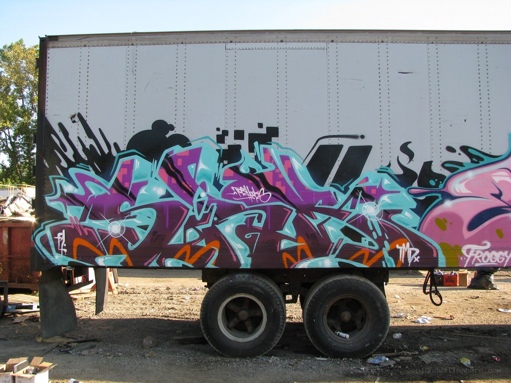graffiti on a truck trailer