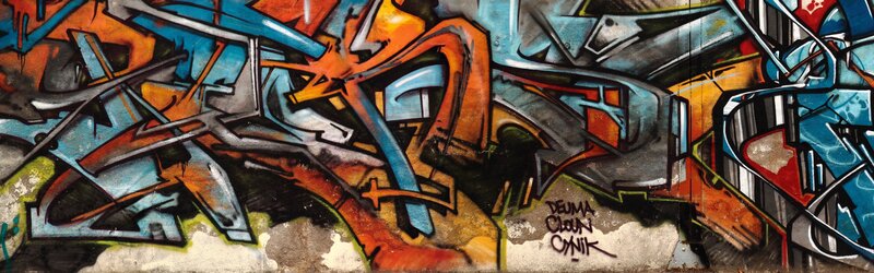 Graffiti on a Wall — Blue, Chaotic