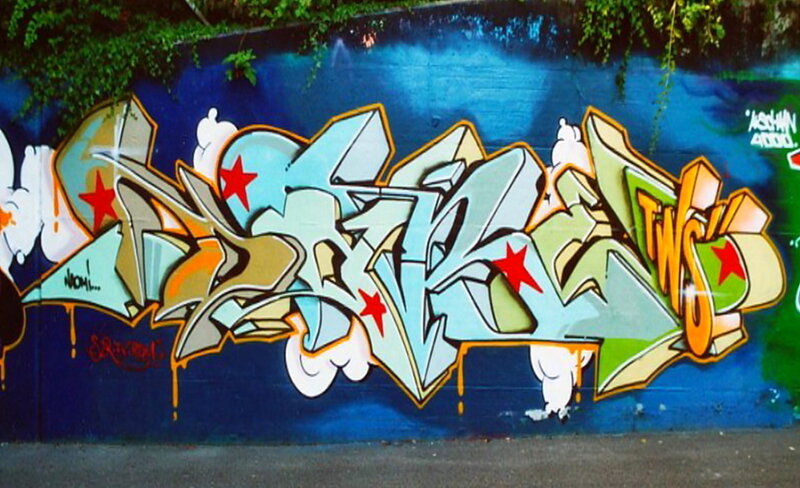 Graffiti on a Wall — Blue