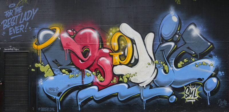 Graffiti on a Wall — Blue, Vibrant
