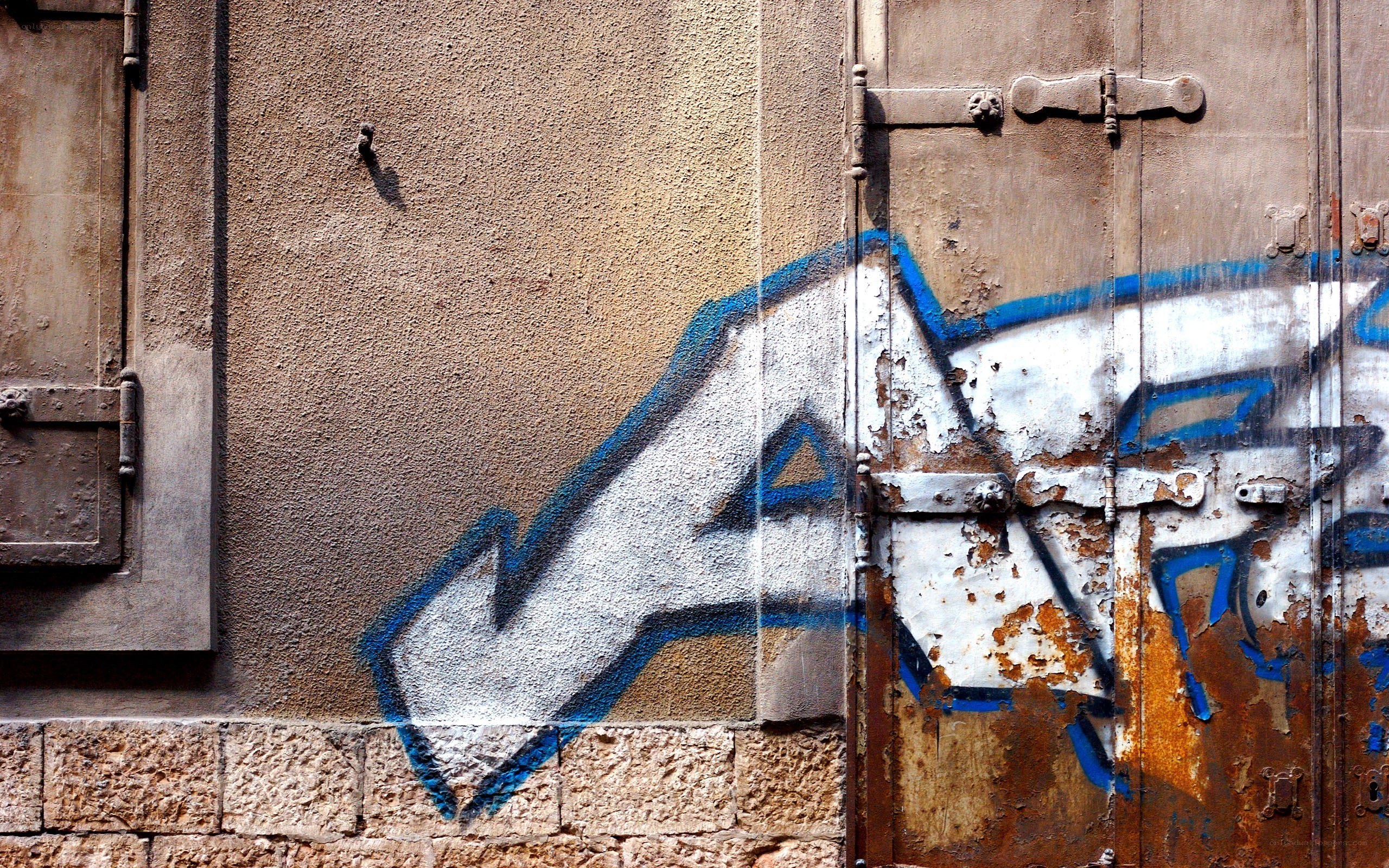 graffiti on a weathered door