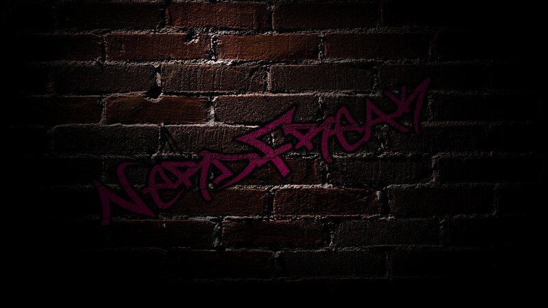 Graffiti on Brick Wall — Black, Dark, Night, Photograph, Brick Wall