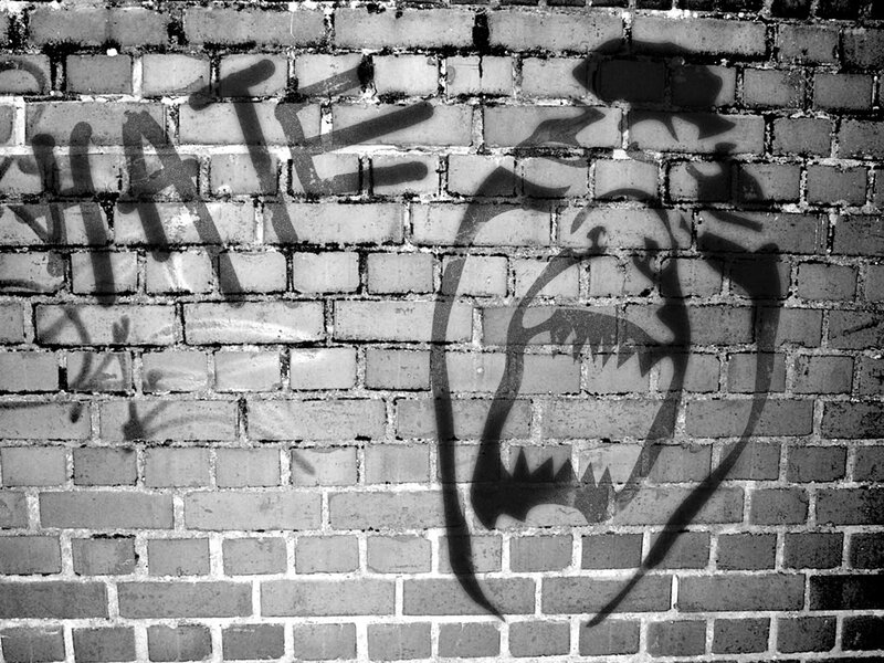Graffiti on Brick Wall — Black, Dark