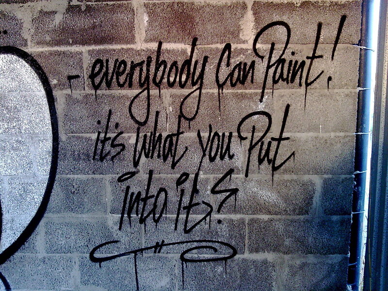 Graffiti on Brick Wall — Gray, Urban
