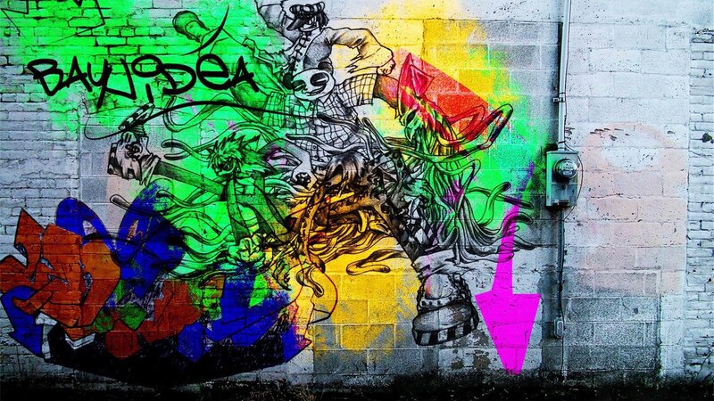 Graffiti on Brick Wall — Green