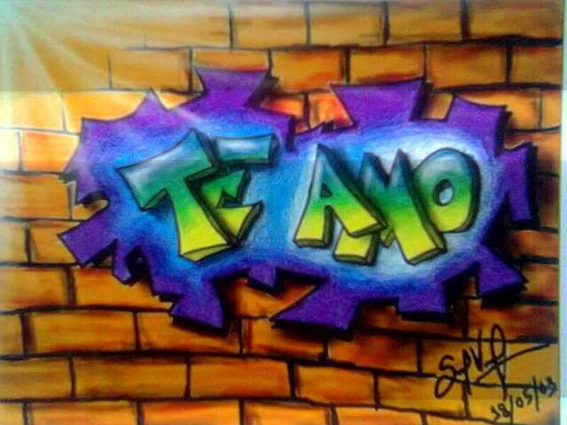 Graffiti on Brick Wall — Purple