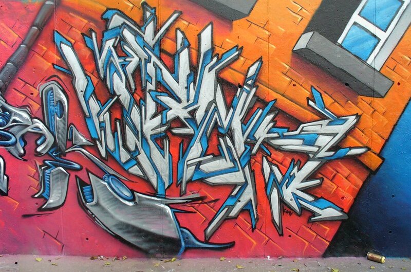 Graffiti on Brick Wall — Red