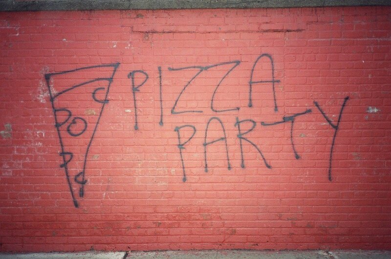 Graffiti on Brick Wall — Red, Urban, Photograph, Brick Wall, Black