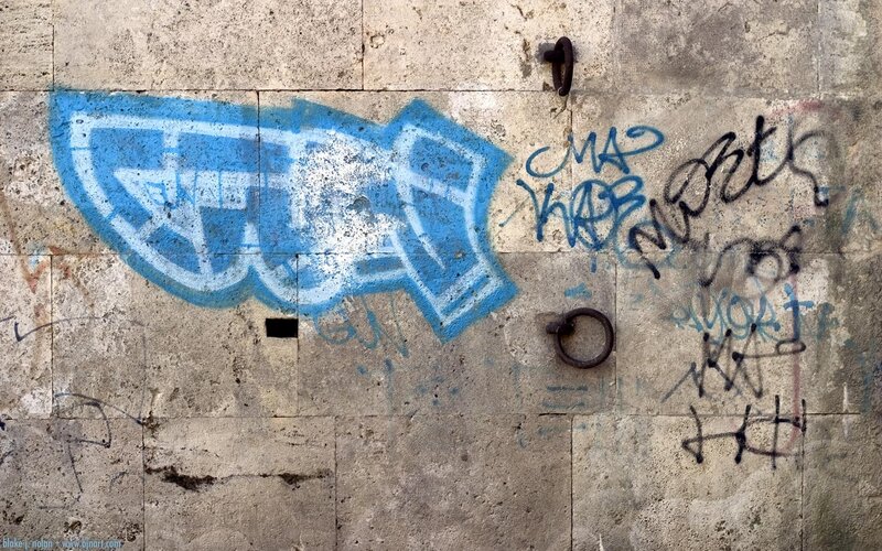 Graffiti on Concrete Wall — Blue, Urban