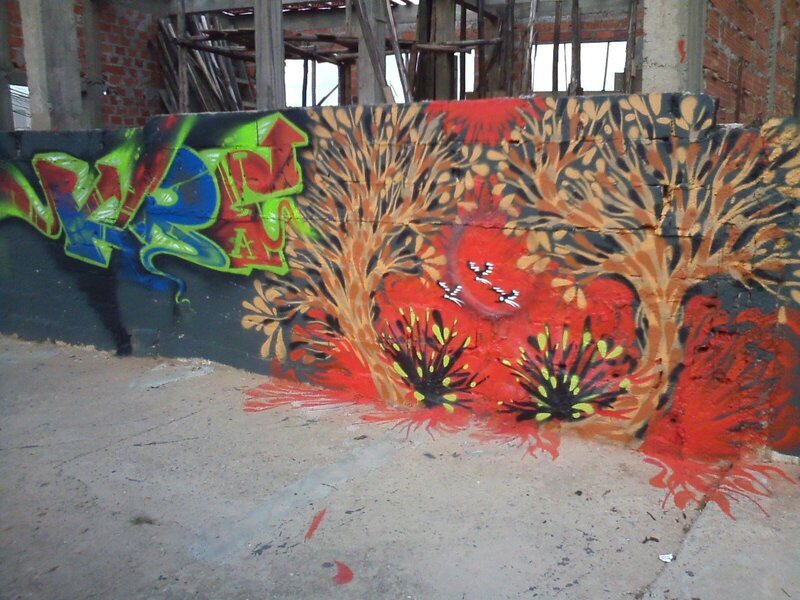 Graffiti on Concrete Wall — Red