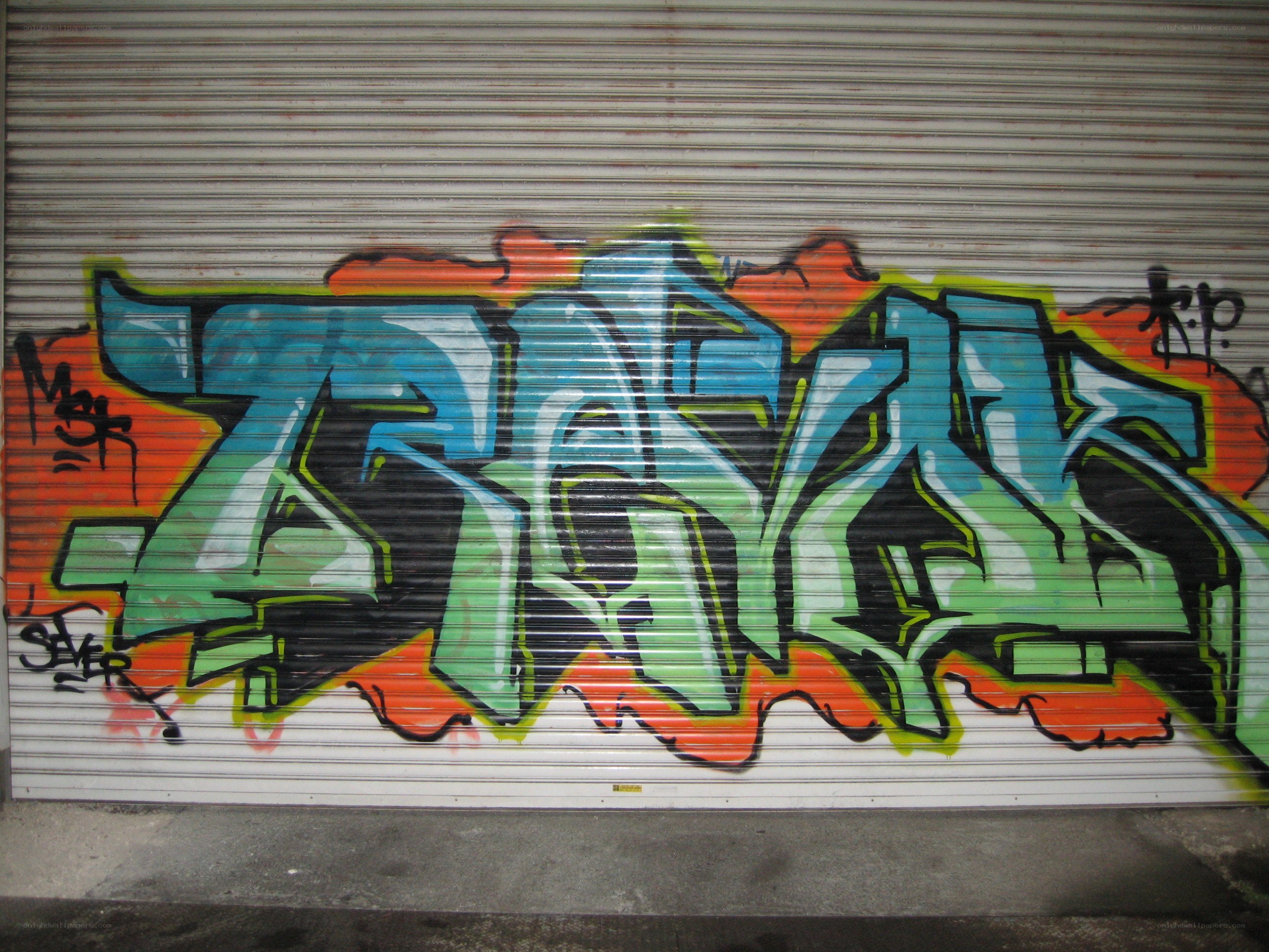graffiti on metal shutter