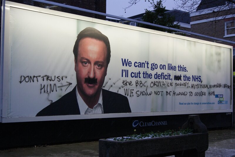 graffiti on political billboard
