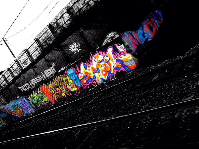 graffiti on train tracks