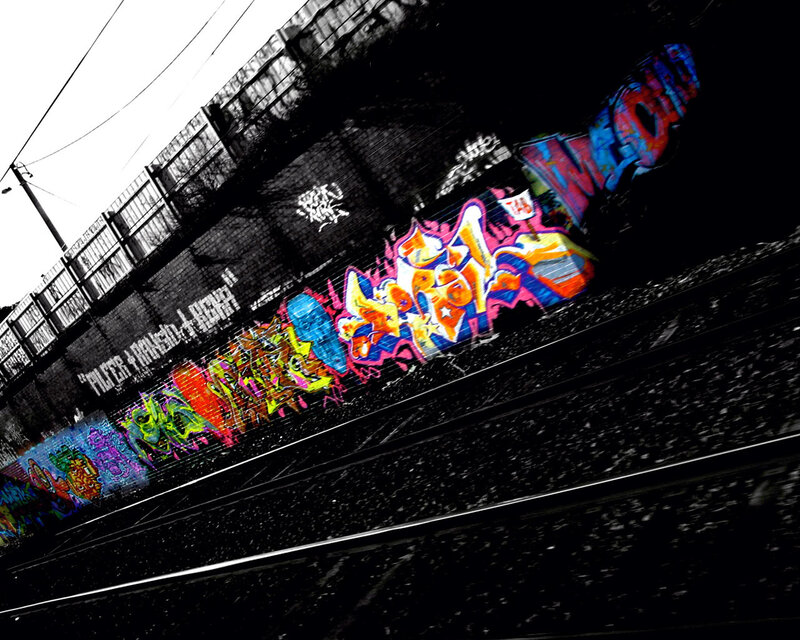 Graffiti on Train Tracks — Black