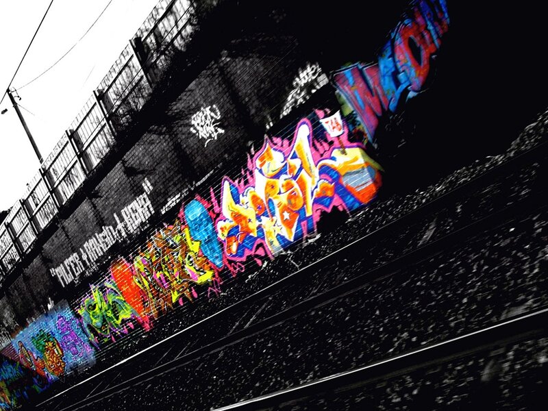 Graffiti on Train Wall — Black