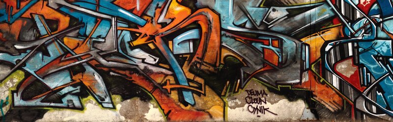 Graffiti on Wall — Blue, Chaotic