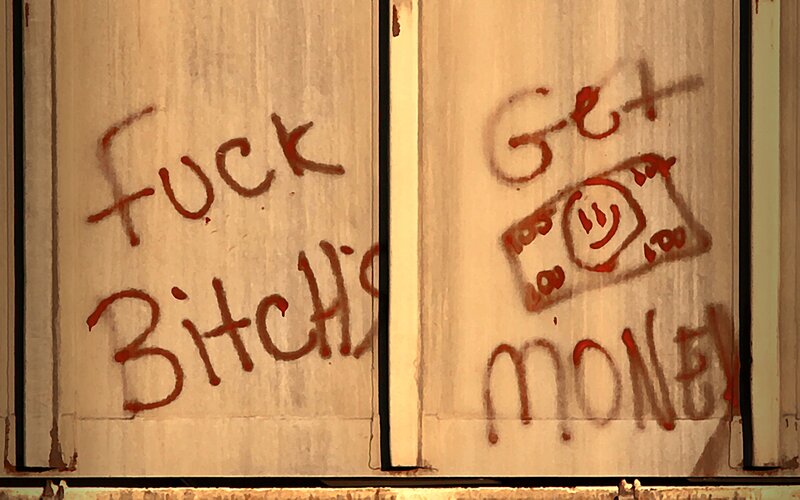 Graffiti on wooden panels