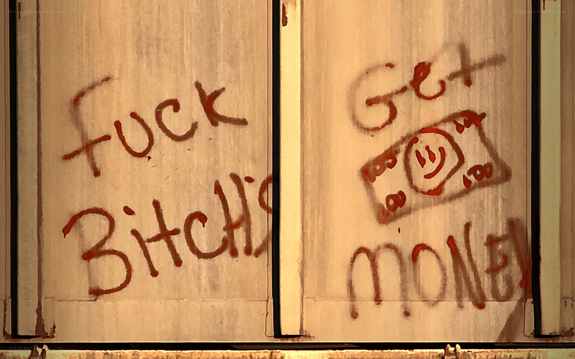 Graffiti on wooden panels