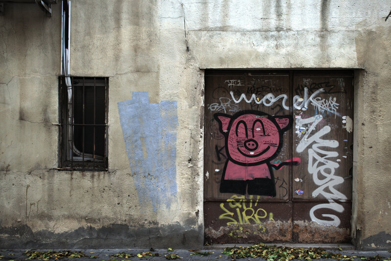 Graffiti Pig on Door