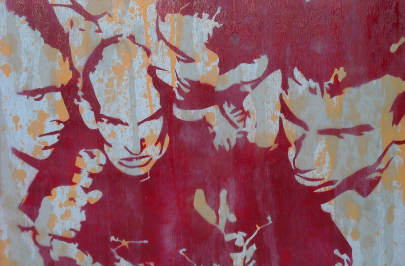 graffiti stencil art of faces